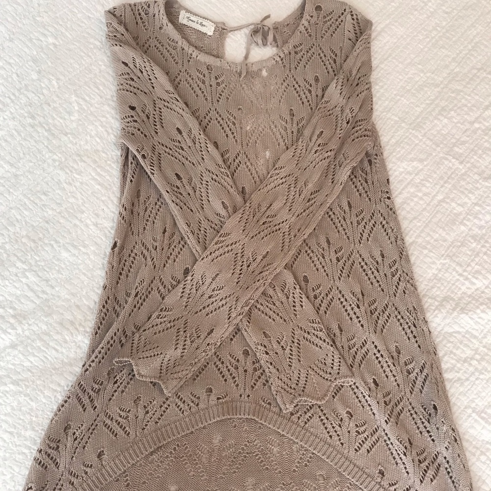 Grace and Lace Pointelle Tieback Sweater